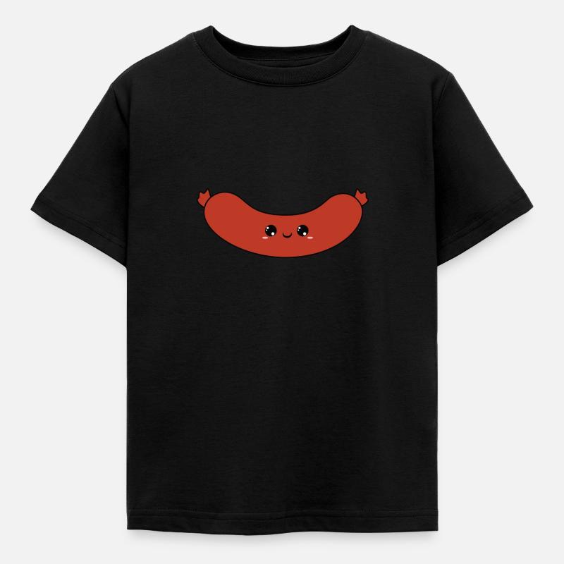 cute smiling sausage, süße lächelnde wurst - Kinder T-Shirt - Schwarz