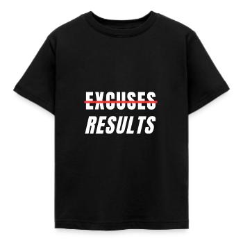 Keine Ausreden, nur Ergebnisse, Motivation, Disziplin - Kinder T-Shirt - Schwarz - Vorne - AI Model Kid Female (0cm)