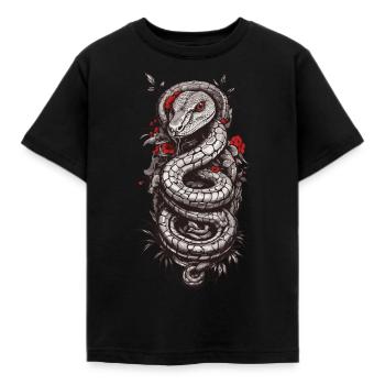 Japanese Tattoo Art Snake Aesthetic Design - Kids' T-Shirt - black - Front - AI Model Kid Female (0cm)