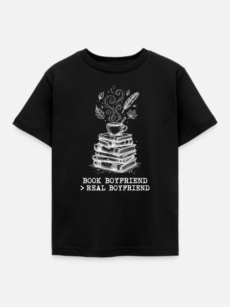"Buchfreund > Echter Freund" ! - Kinder T-Shirt - Schwarz