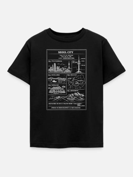 Seoul Skyline Map Art Poster - Kinder T-Shirt - Schwarz
