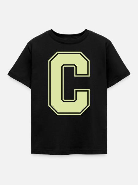 Blockbuchstabe C im Varsity-Stil - Kinder T-Shirt - Schwarz