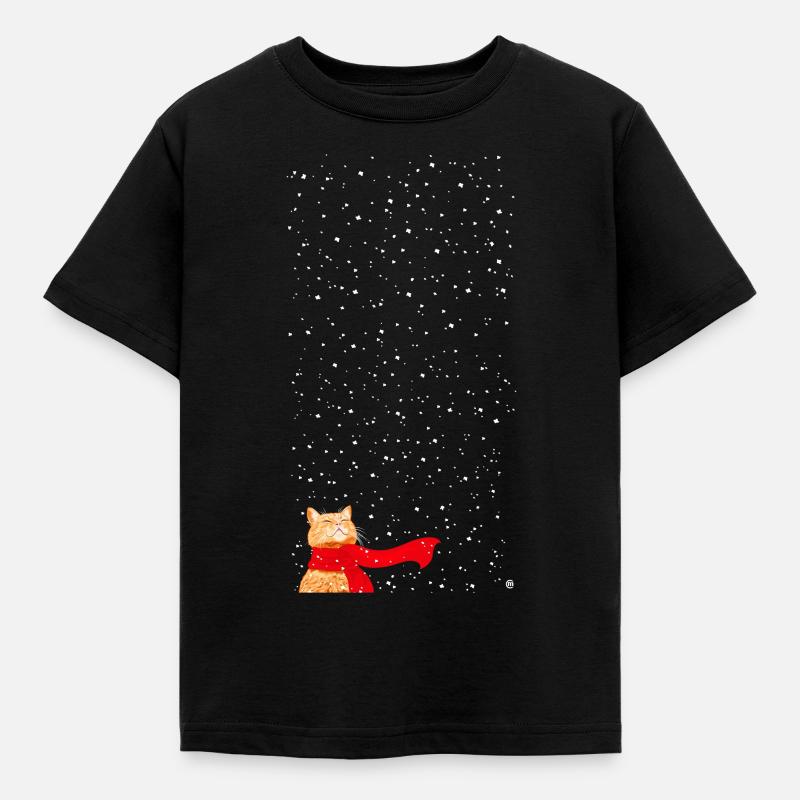 Schneekatze getigert (lang) - Kinder T-Shirt - Schwarz
