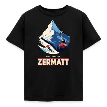 Cervin, Zermatt, Alpes, Suisse - T-shirt Enfant - noir - Devant - AI Model Kid Female (0cm)
