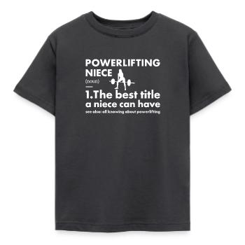 Sport Niece Powerlifting - Kids' T-Shirt - dark grey - Front - AI Model Kid Female (0cm)