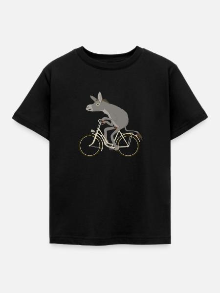 Esel fährt Drahtesel - Kinder T-Shirt - Schwarz