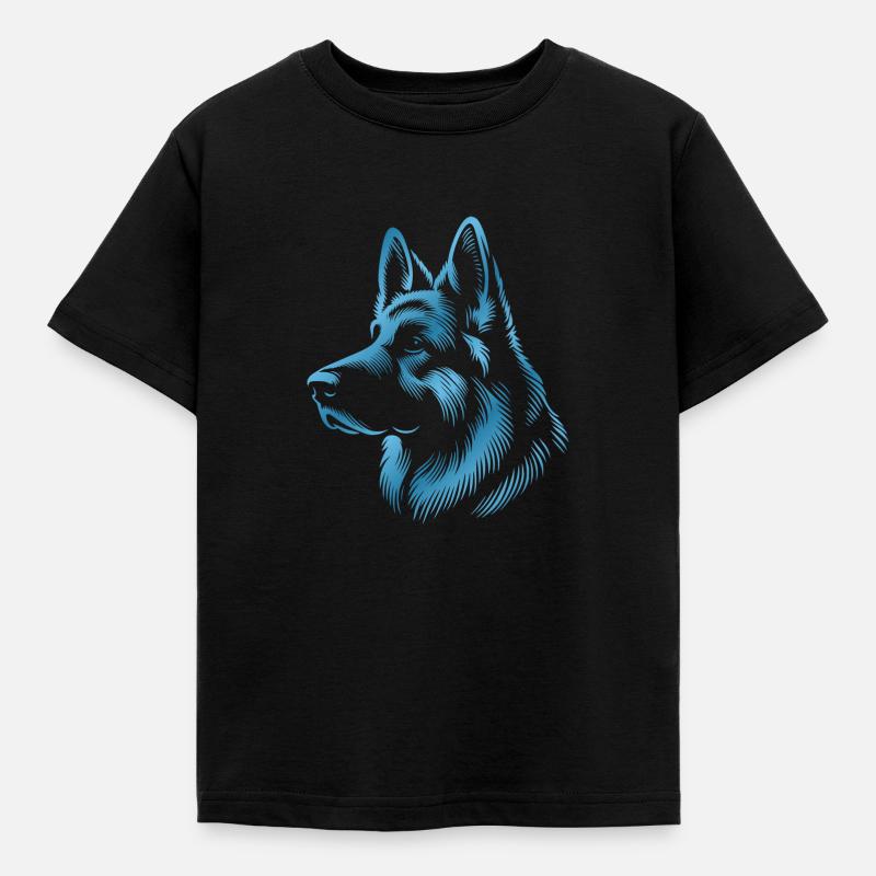 Deutscher Schäferhund Kopf blau - Kinder T-Shirt - Schwarz
