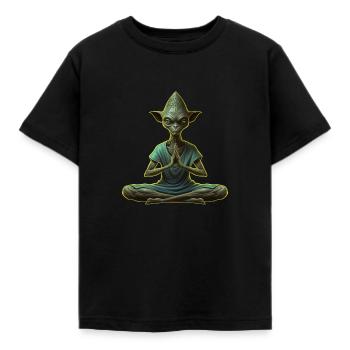 Alien Yoga - Kinder T-Shirt - Schwarz - Vorne - AI Model Kid Female (0cm)