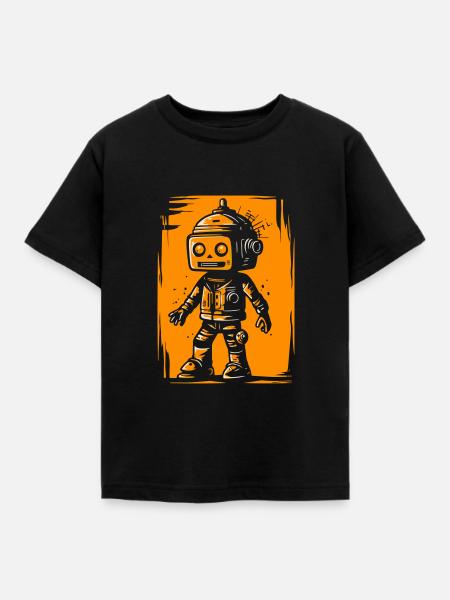 Retro Roboter - Kinder T-Shirt - Schwarz