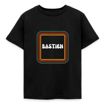 Prénom rétro Bastien - T-shirt Enfant - noir - Devant - AI Model Kid Female (0cm)