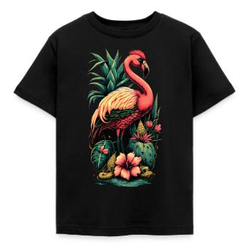 Ambiance estivale du flamant rose américain - T-shirt Enfant - noir - Devant - AI Model Kid Female (0cm)