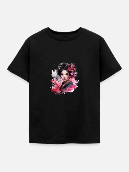 Geisha Design - Kinder T-Shirt - Schwarz