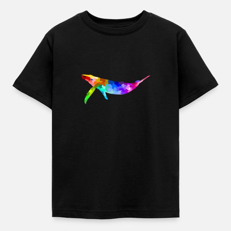Bunter Regenbogen Wal Geschenk Tier - Kinder T-Shirt - Schwarz