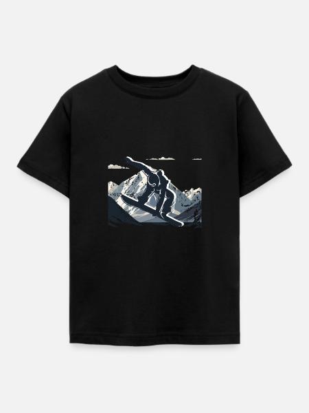 Snowbord Berge - Kinder T-Shirt - Schwarz