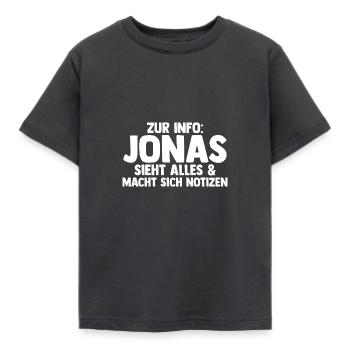 Jonas - Kinder T-Shirt - Dunkelgrau - Vorne - AI Model Kid Female (0cm)
