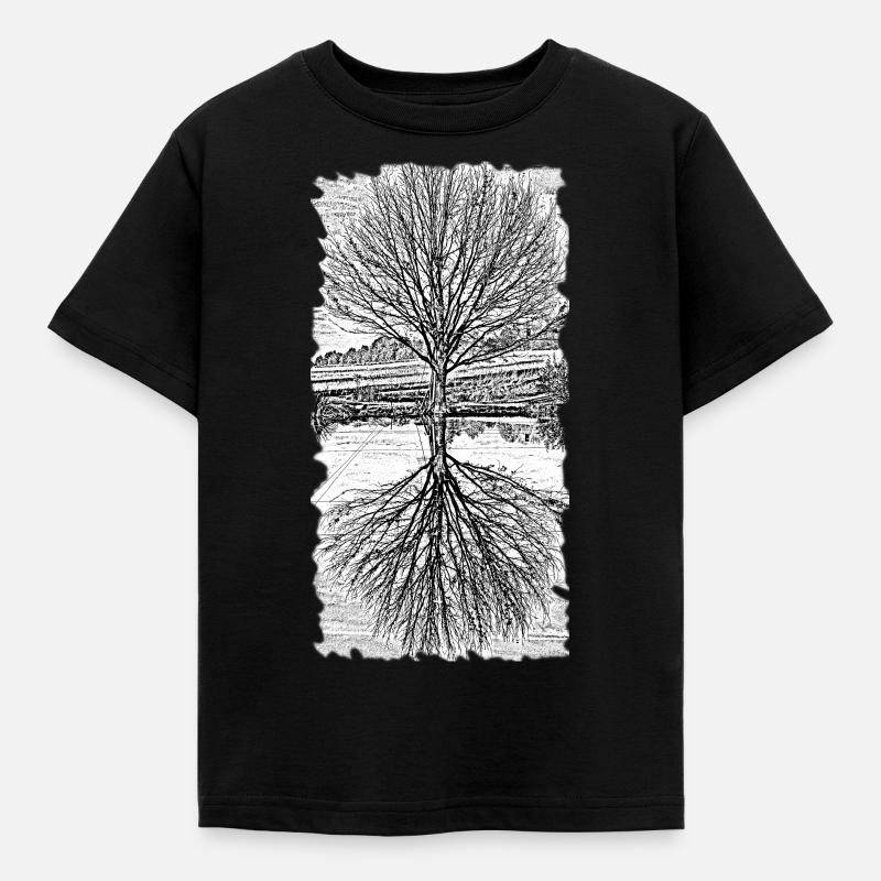 Baum - Kinder T-Shirt - Schwarz