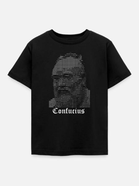 Konfuzius-Halbtonporträt - Kinder T-Shirt - Schwarz