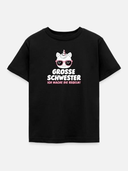 Große Schwester Regeln Schwangerschaft Verkündung - Kinder T-Shirt - Schwarz