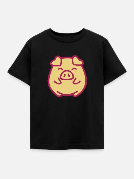 cute pig - Kinder T-Shirt - Schwarz