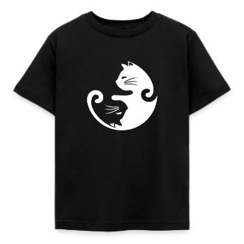 Yin Yang Katze (Hell) - Kinder T-Shirt - Schwarz - Vorne - AI Model Kid Female (0cm)