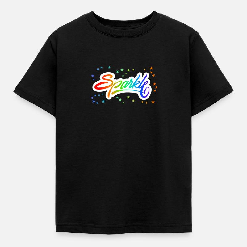 Sparkle glitzer sterne regenbogen - Kinder T-Shirt - Schwarz
