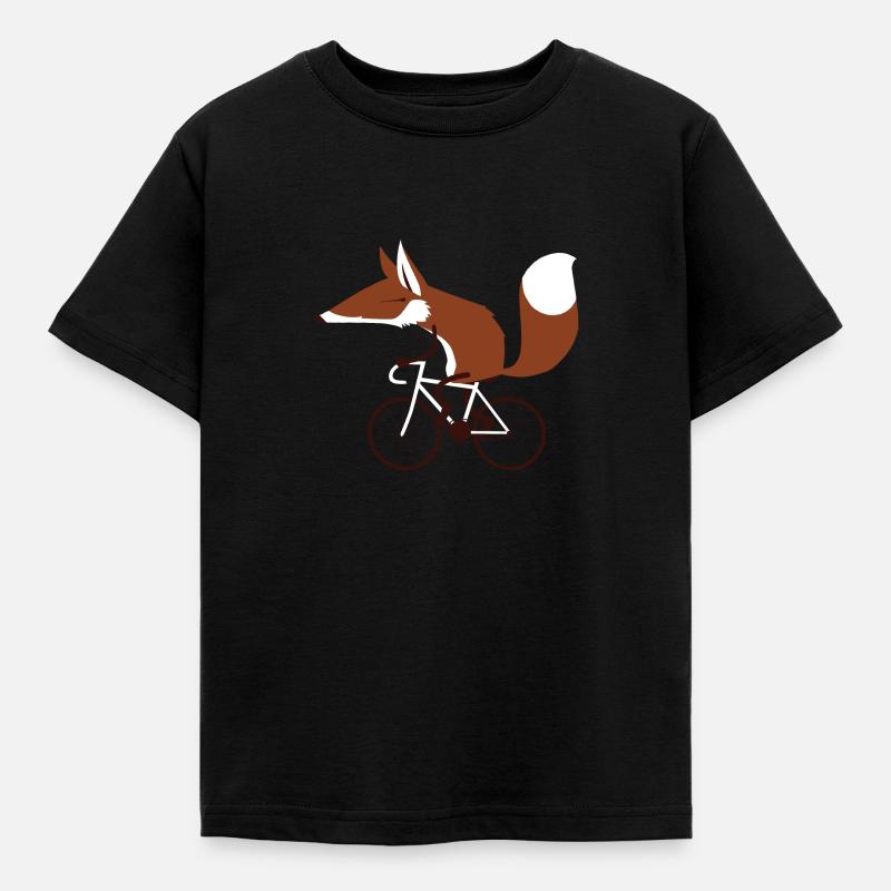 Cycling Fox - Kinder T-Shirt - Schwarz