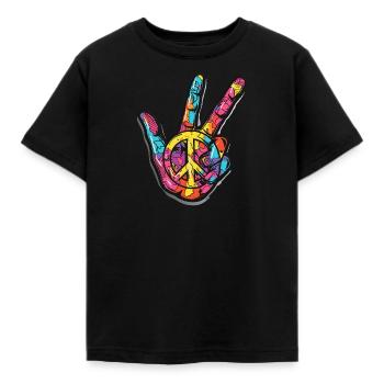 Symbole de la paix Paix amour Droits de l’homme - T-shirt Enfant - noir - Devant - AI Model Kid Female (0cm)
