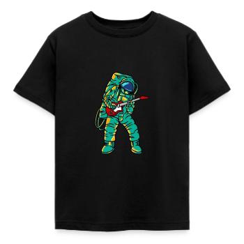 Spaceman Playing Guitar Funny Rock Cartoon Cool - Kids' T-Shirt - black - Front - AI Model Kid Female (0cm)
