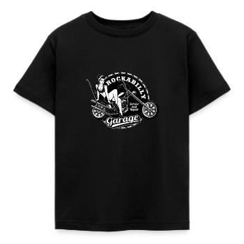 Vintage Rockabilly Garage Girl Biker Streetwear - Kinder T-Shirt - Schwarz - Vorne - AI Model Kid Female (0cm)