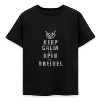 Keep Calm And Spin The Dreidel Shirt Hanukkah - Kids' T-Shirt - black - Front - AI Model Kid Female (0cm)