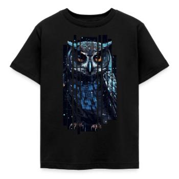Süße Cyber-Eule - Kinder T-Shirt - Schwarz - Vorne - AI Model Kid Female (0cm)