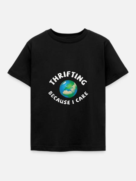 Thrifting. Because I care. - Kinder T-Shirt - Schwarz