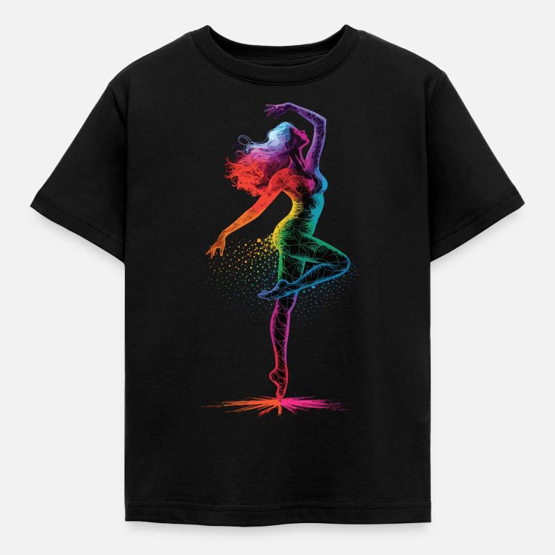 Danseuse colorée sur la pointe des pieds - T-shirt Enfant - noir