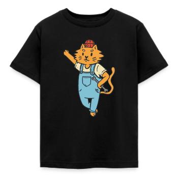 Mécanicien automobile, matou, chat, amateur, amateur - T-shirt Enfant - noir - Devant - AI Model Kid Female (0cm)