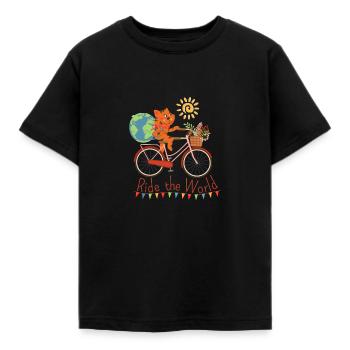 Ride The World with Cat - T-shirt Enfant - noir - Devant - AI Model Kid Female (0cm)