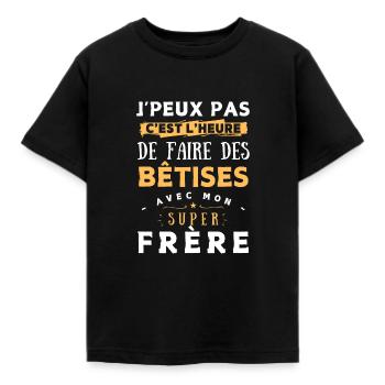 Bêtises avec mon super frère Cadeau humour enfant - T-shirt Enfant - noir - Devant - AI Model Kid Female (0cm)