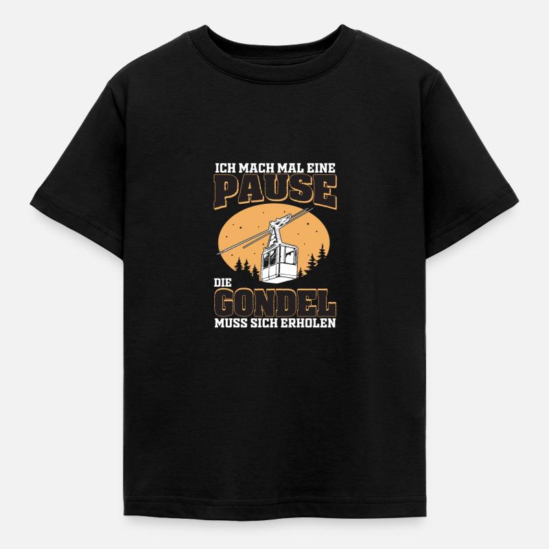 Pause Bergbahn Gondel Seilbahn Lustig - Kinder T-Shirt - Schwarz