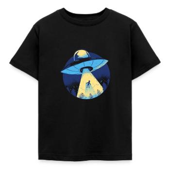 Alien Ufo Raumschiff - Kinder T-Shirt - Schwarz - Vorne - AI Model Kid Female (0cm)