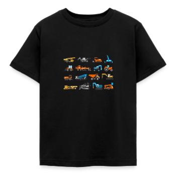 Children's excavator construction site vehicles gift - Kids' T-Shirt - black - Front - AI Model Kid Female (0cm)