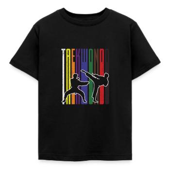 Vintage Taekwondo TKD Tae Kwon Do Kampfkunst Kick - Kinder T-Shirt - Schwarz - Vorne - AI Model Kid Female (0cm)