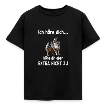 Australian Shepherd Hund - Australian Shepherd - Kinder T-Shirt - Schwarz - Vorne - AI Model Kid Female (0cm)
