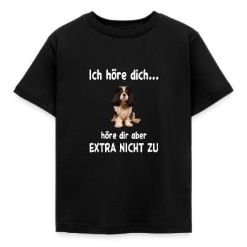 Cavalier King Charles Hund - Cavalier King Charles - Kinder T-Shirt - Schwarz - Vorne - AI Model Kid Female (0cm)