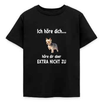 Yorkshire Terrier Hund - Yorkshire Terrier - Kinder T-Shirt - Schwarz - Vorne - AI Model Kid Female (0cm)