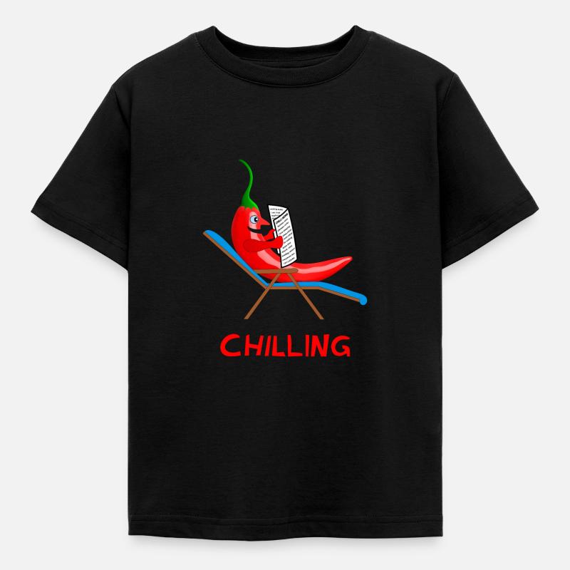 chilli, chilling, chilli, lazybones, lazy - Kids' T-Shirt - black