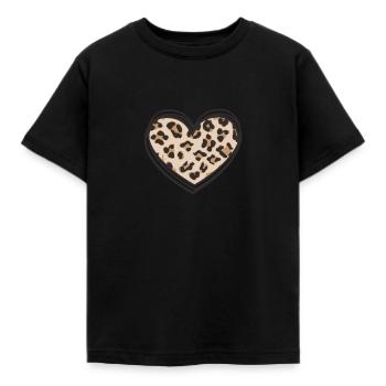 Leopard Print Valentines Coeur - T-shirt Enfant - noir - Devant - AI Model Kid Female (0cm)