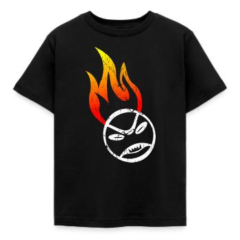 Angry Tennis Ball Flame red orange Design - Kinder T-Shirt - Schwarz - Vorne - AI Model Kid Female (0cm)