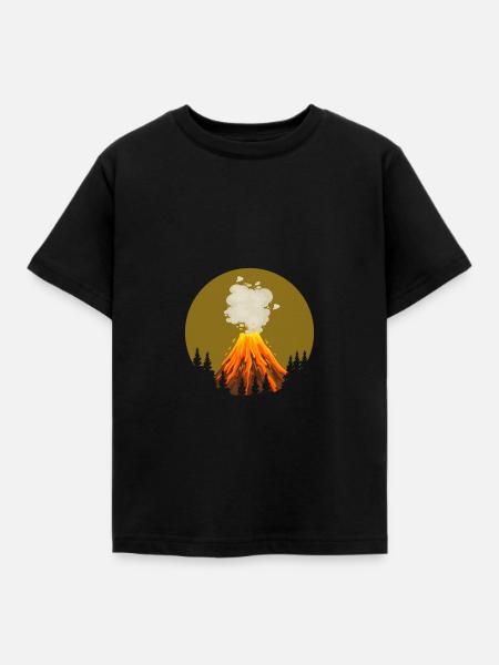 Cooles Vulkan Design - Kinder T-Shirt - Schwarz