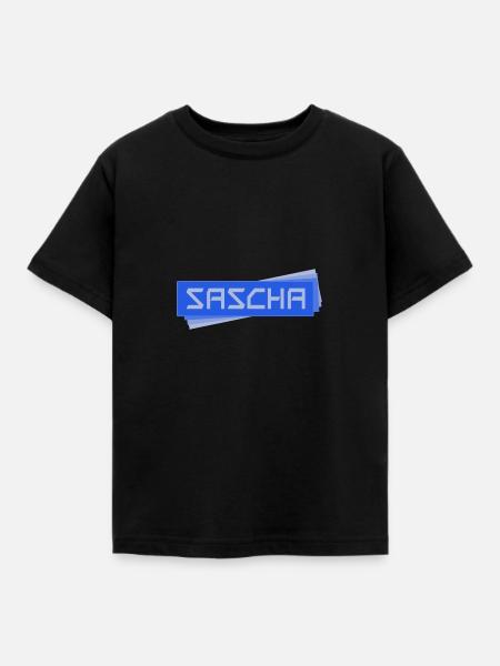 Namensschild SASCHA Sascha - Kinder T-Shirt - Schwarz