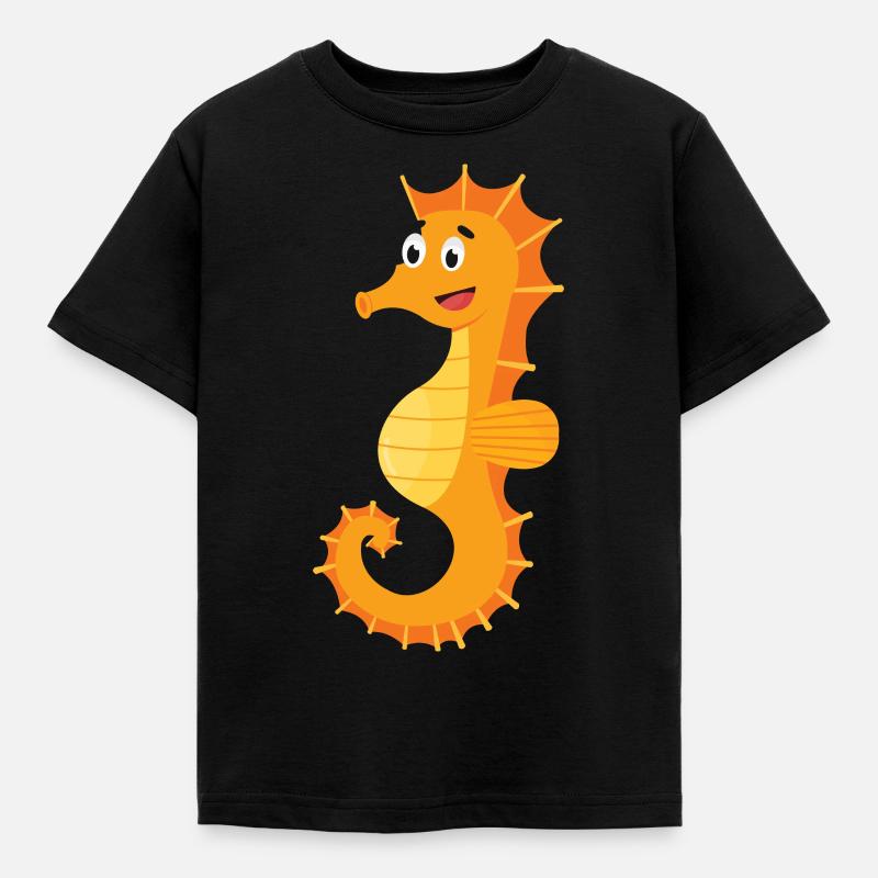 Seepferdchen - Kinder T-Shirt - Schwarz