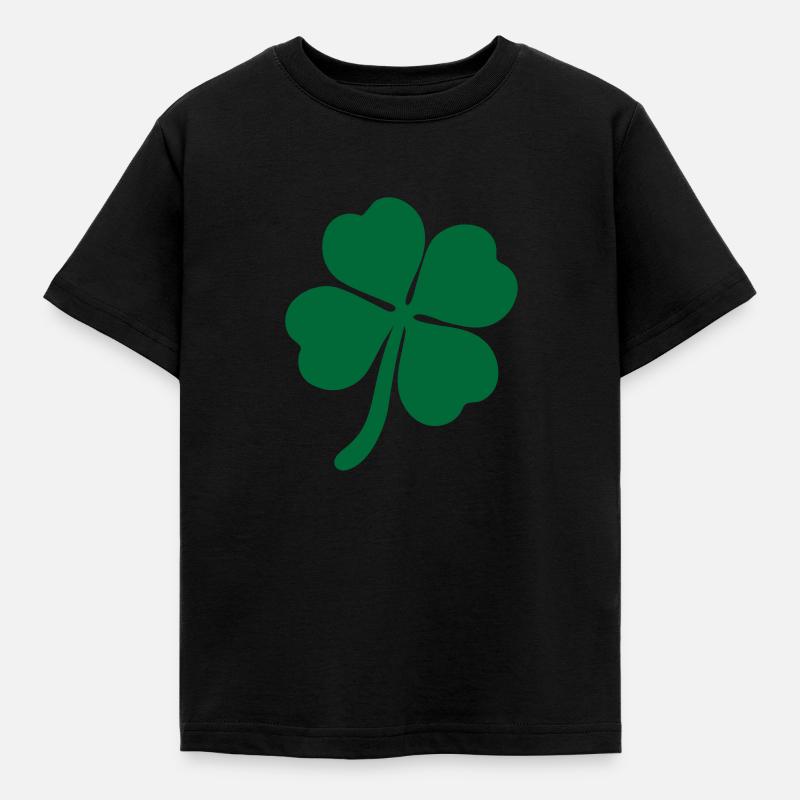 firkløver fire-blad held - Børne-T-shirt - sort